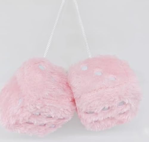 YUPDFGB Plüschwürfel Auto, EIN Paar Aufhängen Fuzzy Auto Würfel Rückspiegel, 6 cm Auto Zubehör Rosa Plüschwürfel Plüsch Würfel Auto Rückspiegel Hanging Zubehör Plus Schutzabdeckung Rosa von YUPDFGB