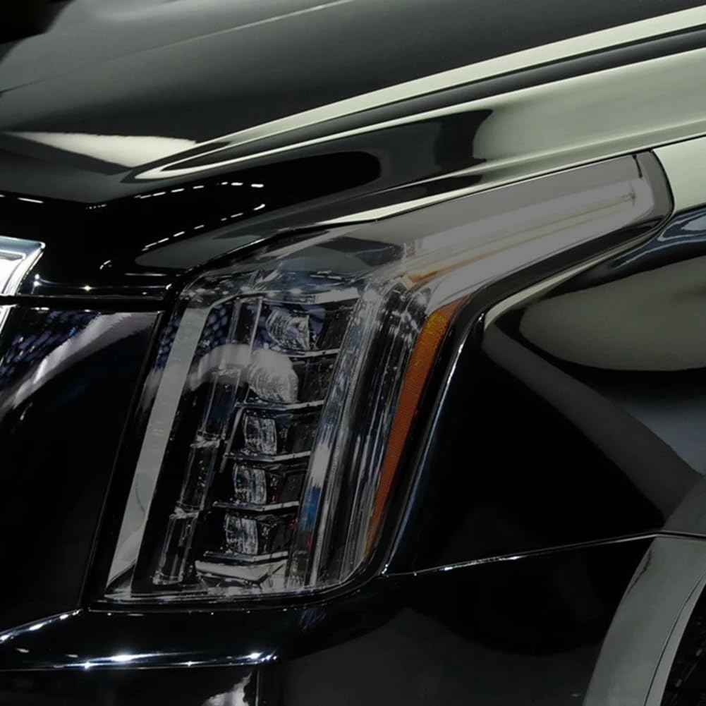 2 Stück Autoscheinwerfer-Schutzfolie, geräucherter schwarzer Tönungsfolien-Vinyl-transparenter TPU-Aufkleber, für Cadillac, für Escalade 2015-2020 von YURME