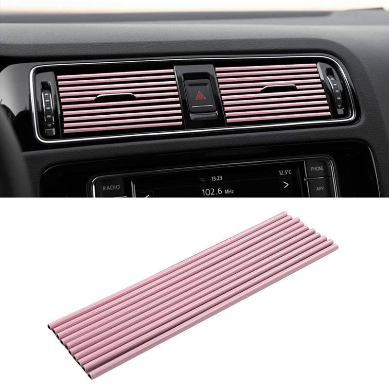 10 Stück Auto Lüftungsschlitz Dekoration YUTOU Dekoration Streifen Auto Interior Decor Zubehör Auto Luftauslass Dekoration Streifen Auto Styling Klimaanlage Lüftungsgitter Zierleiste (Rosa） von YUTOU