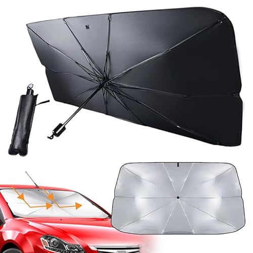 YUZHEDM Car Windshield Sun Shade Umbrella 79 x 140 cm Car Windshield Sunshade Umbrella groß Car Sun Shade Blocks UV Rays Sun Visor Protector Sunshade to Keep,für die meisten Fahrzeuge Autozubehör von YUZHEDM