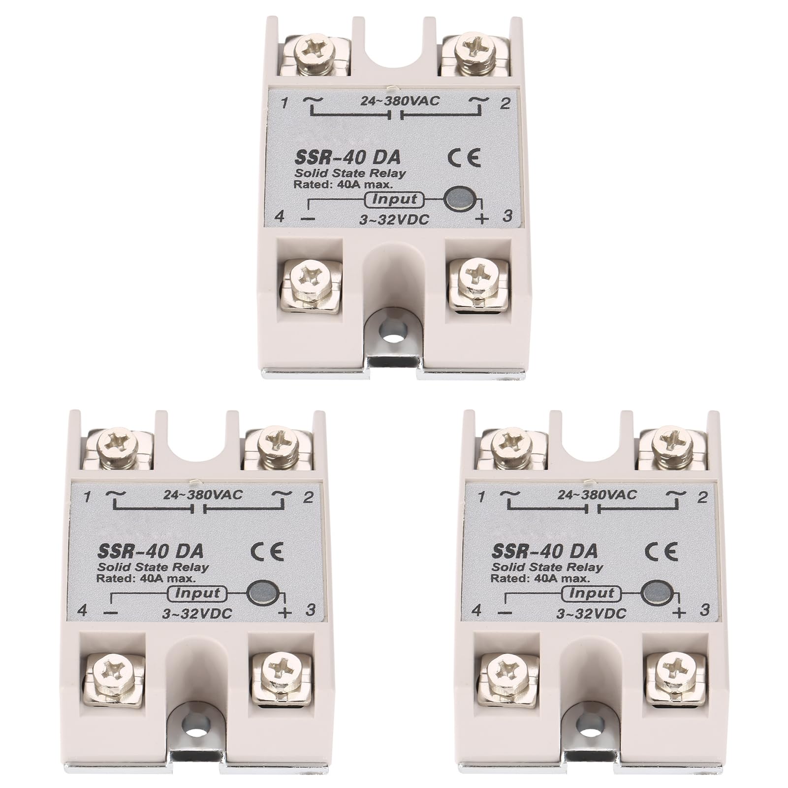 3PCS Einphasen-DC-AC-Halbleiterrelais SSr 40DA 40A Eingang 32V DC-Ausgang von YWBL-WH