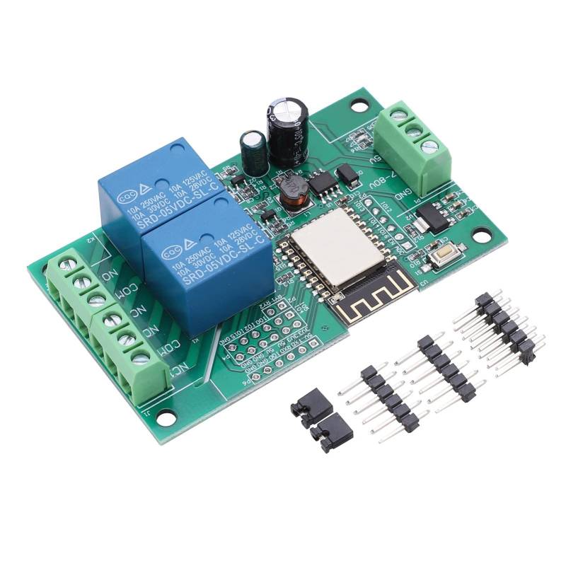 ESP8266 Relaismodul, DC 8-80V WiFi Dual Channel PCB mit Optokoppler-Isolierung für Sekundärentwicklungslernen von YWBL-WH