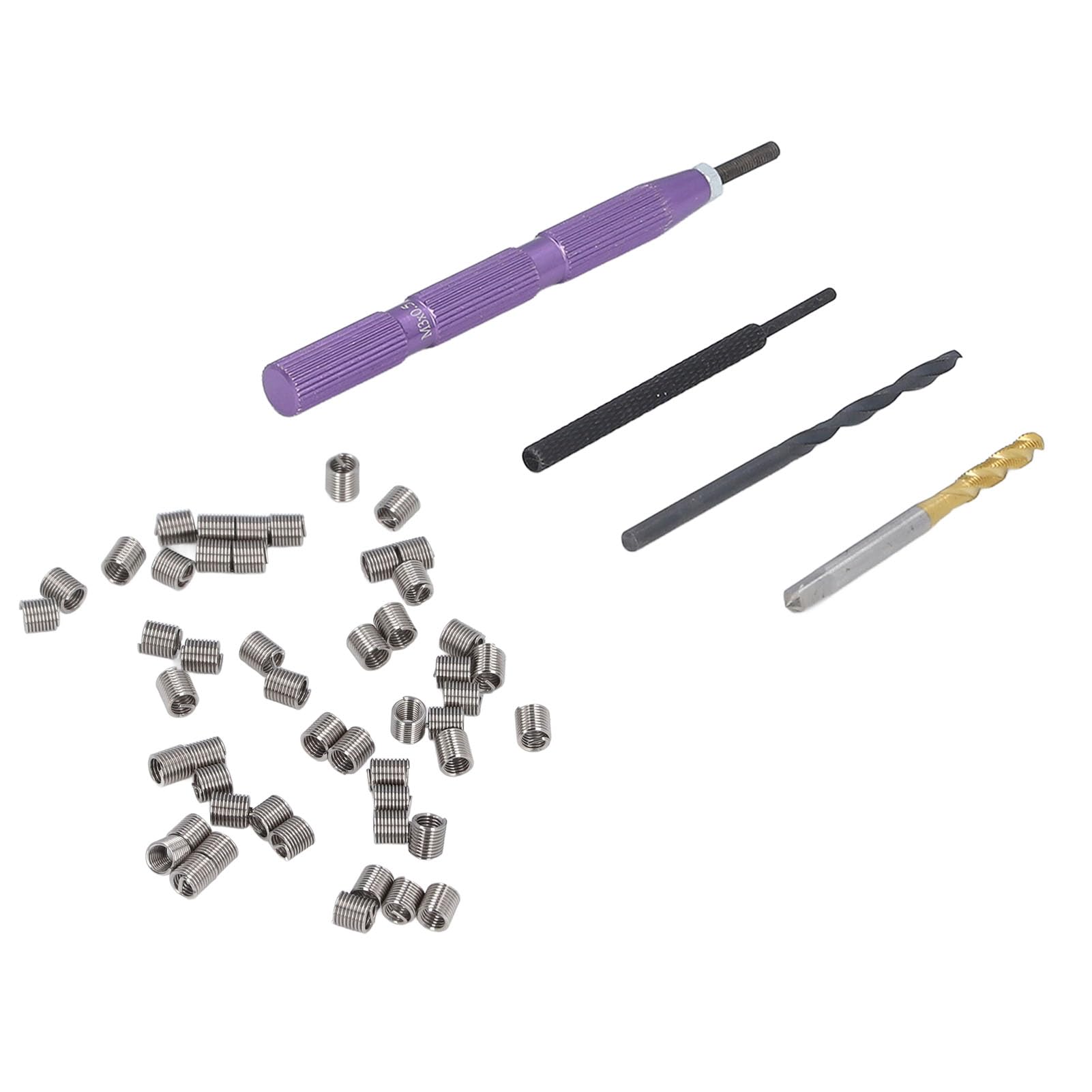 YWBL-WH 54-teiliges Gewindereparaturset M3x0,5x2D 304 Edelstahl Tragbares Gewindewiederherstellungsset Rethread Repair Tool von YWBL-WH