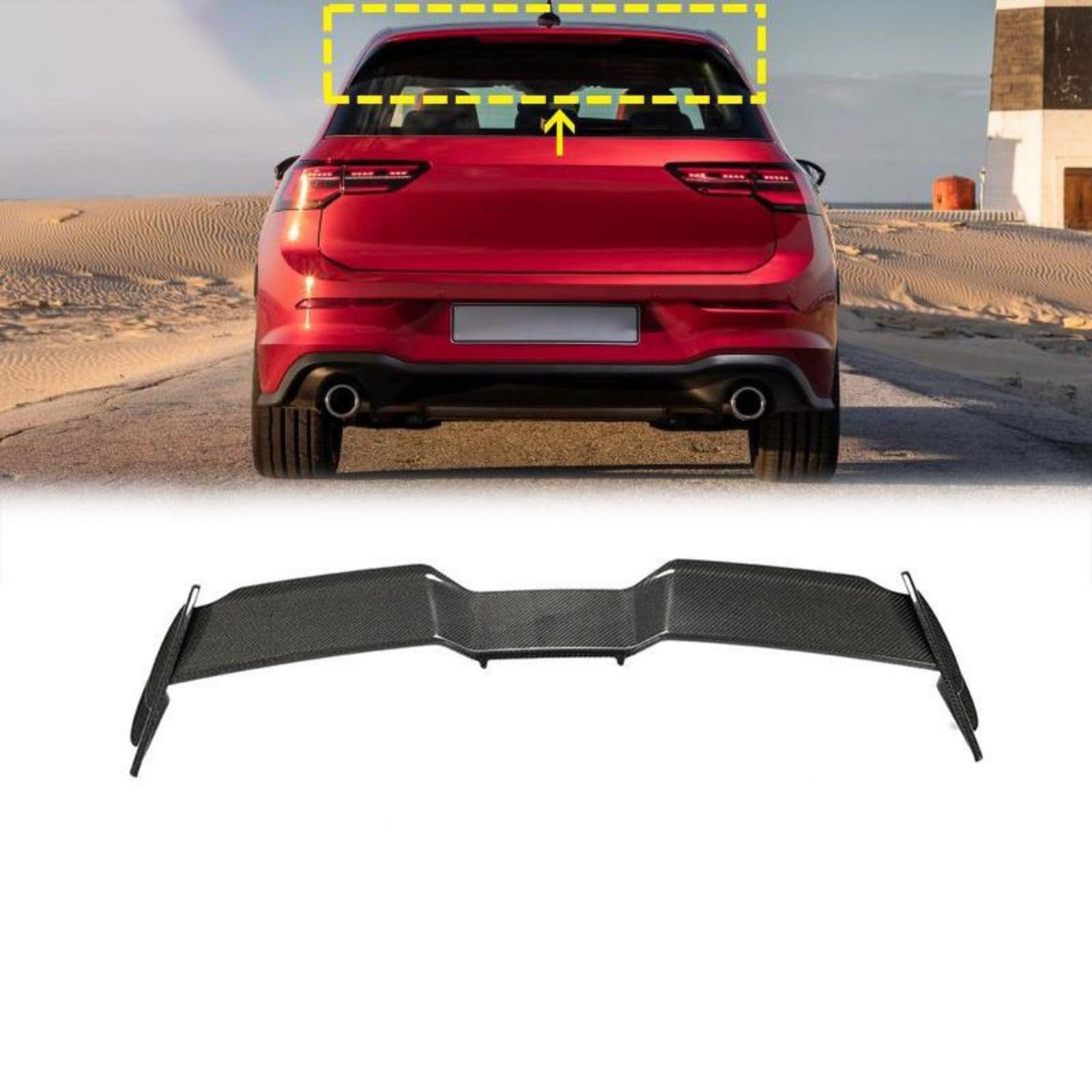 Auto Heckspoiler für VW Golf 8 GTI/R 2021 2022, Hintere Kofferraum Fenster Dachspoiler Karosserie Styling Exterieur Zubehör von YWDGFC