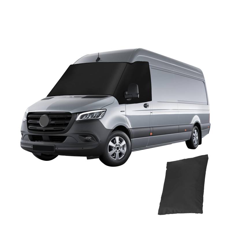 YWNYT Frontscheibenabdeckung für Mercedes Sprinter 2019–2024, 600D Verdunkelung, wasserdicht, Auto-Windschutzscheibenabdeckung, Frontscheibe, Sonnenschutz, Frost, Schnee, Windschutzscheibenabdeckung von YWNYT