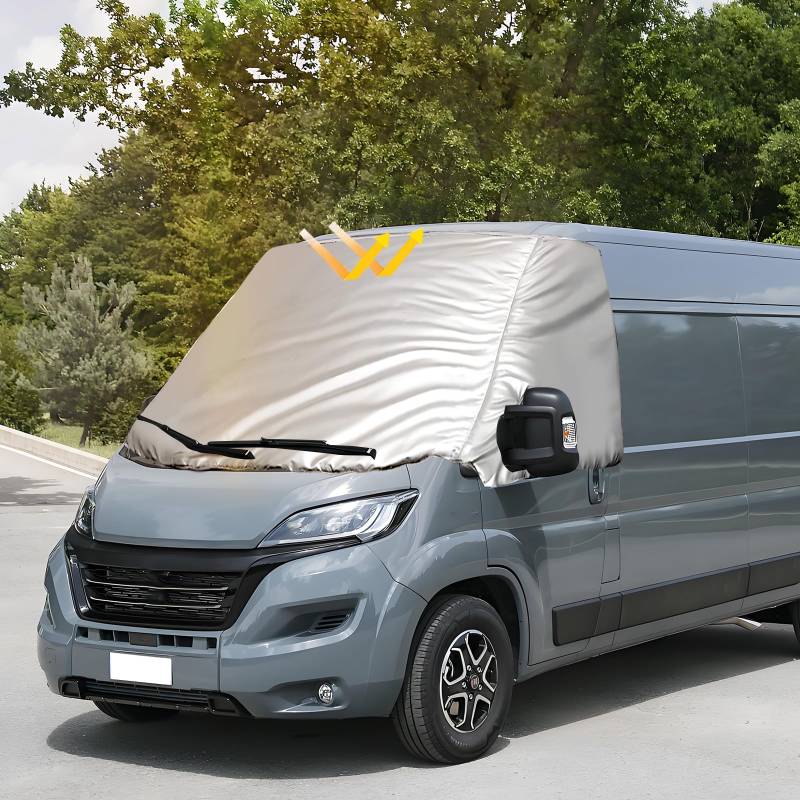 YWNYT Windschutzscheibenabdeckung für VW Crafter 2018–2024, luxuriös, silberfarbene Windschutzscheibenabdeckung, thermische Windschutzscheibenabdeckung von YWNYT