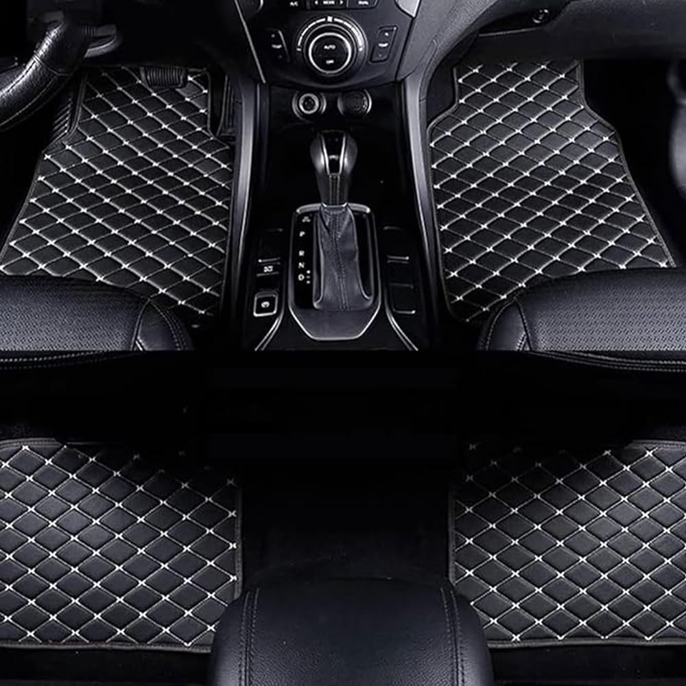 Auto Fußmatten für Land Rover Range Rover Evoque II (L551) 2019 2020 2021 2022, Auto FußMatten Leder wasserdichte rutschfest Fussmatten Set Accesorios,Black-White1 von YWWNB