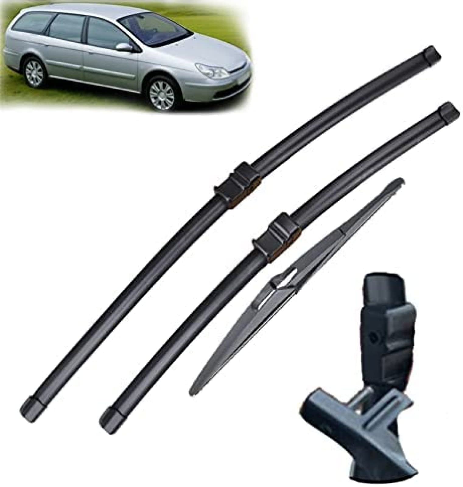 Scheibenwischer LHD Vorne Hinten Wischerblätter Set Für Citroen C5 Kombi 2004-2007 Windschutzscheibe Windschutzscheibe Vorne Hinten Fenster 26" 19" 12" Scheibenwischer von YXDSXYG