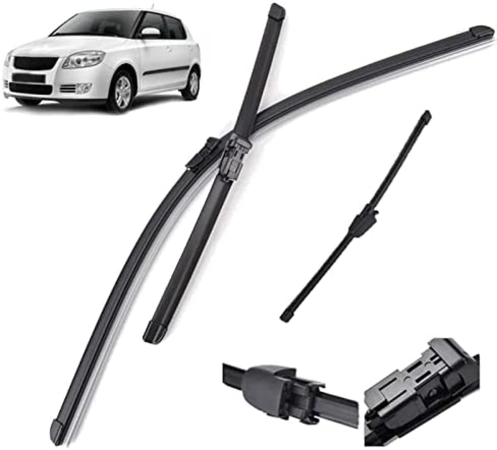 Scheibenwischer LHD Vorne und Hinten Wischerblätter Set Für Skoda Für Fabia 5J Schrägheck 2006-2013 Windschutzscheibe Windschutzscheibe Fenster 21" 21" 13" Scheibenwischer von YXDSXYG