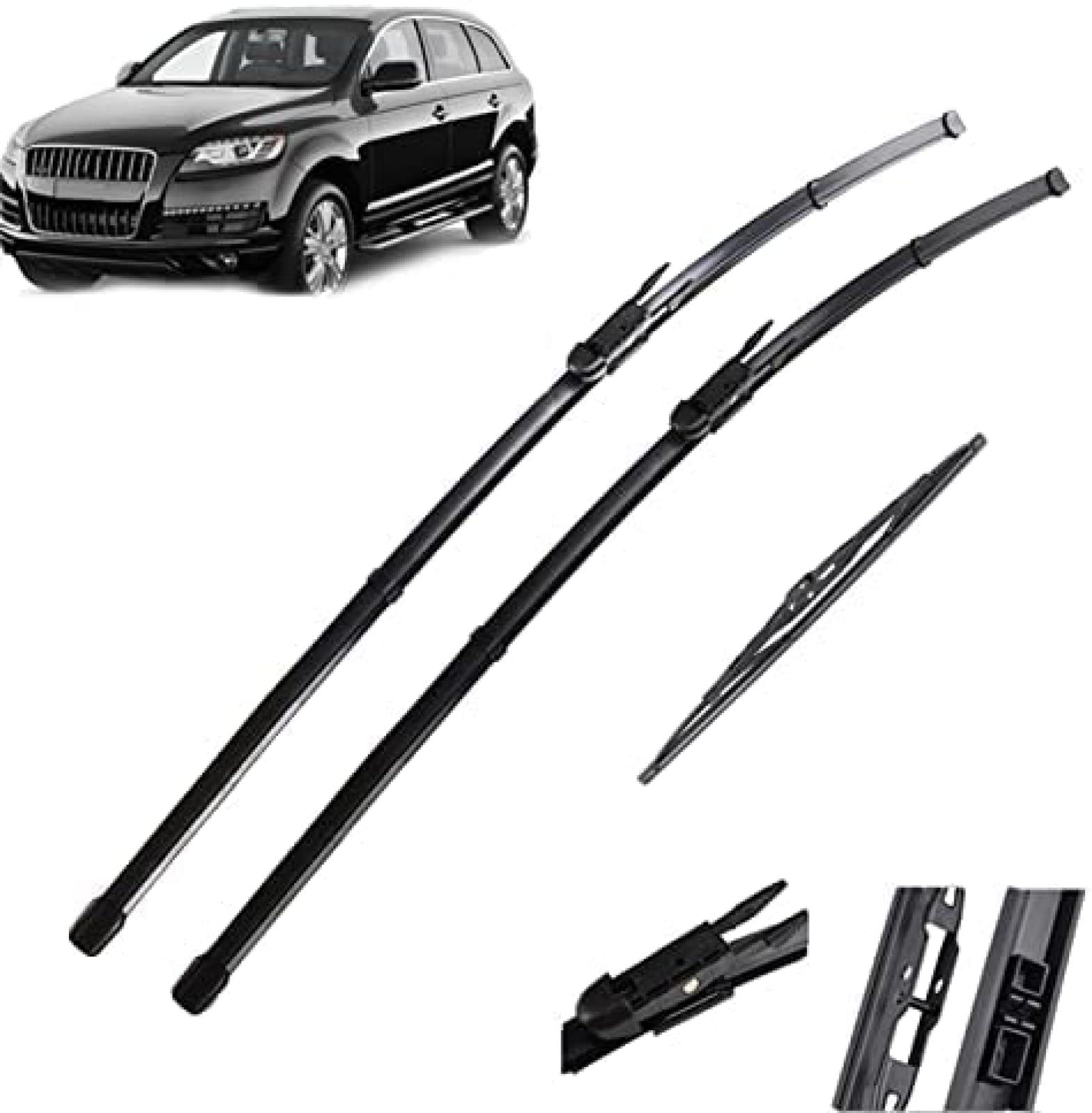 Scheibenwischer Vorne Hinten Wischerblätter Set Für Audi Q7 4L 2006 2007 2008 2009 2010 2011 2012 2013 2014 2015 Windschutzscheibe Windschutzscheibe Fenster 26"+26"+14" Scheibenwischer von YXDSXYG