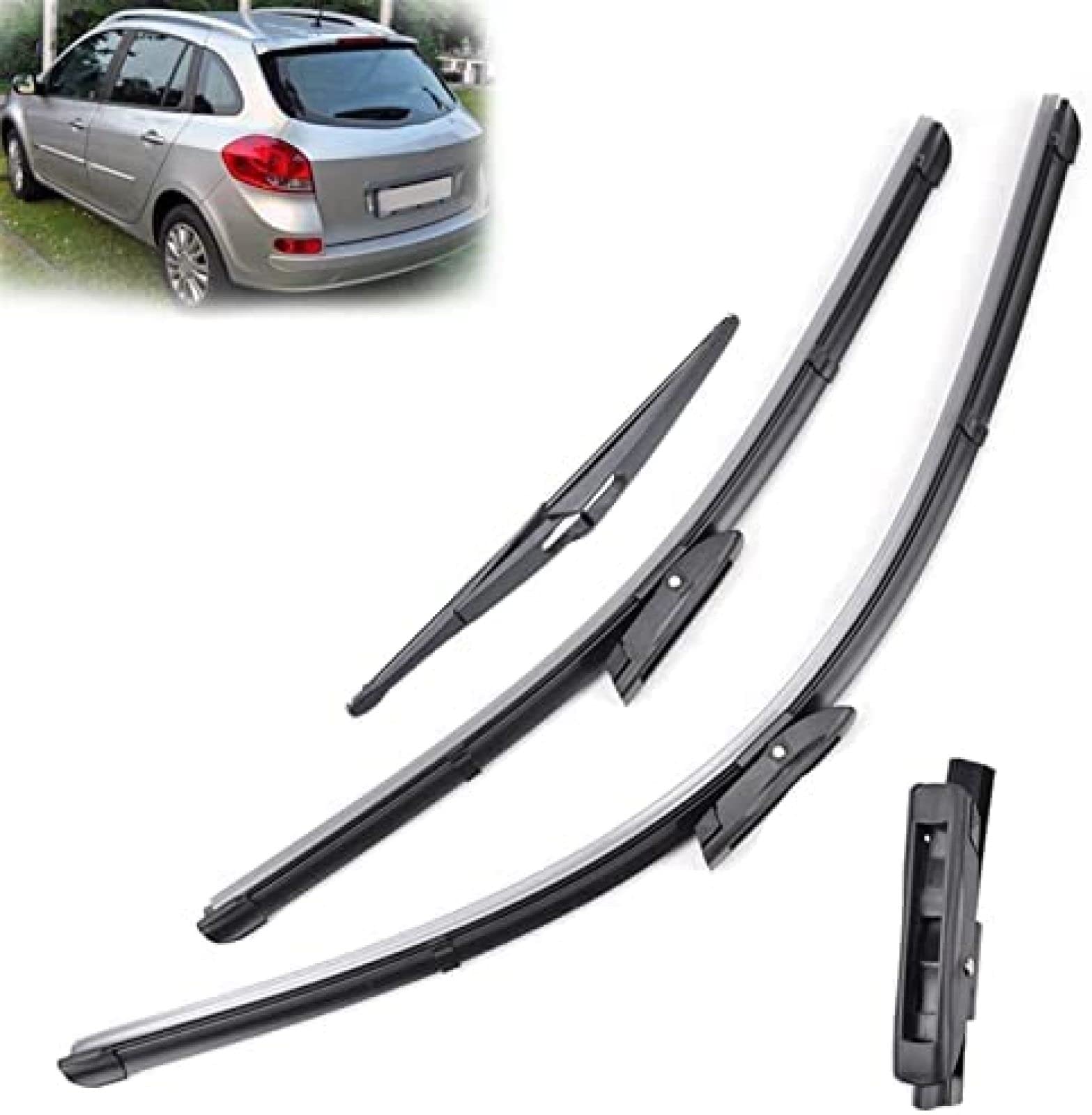 Scheibenwischer vorne und hinten, Set für Renault, Clio 3, Grandtour 2008–2012, Windschutzscheibe, Windschutzscheibe, Fenster, 24 Zoll + 16 Zoll + 12 Zoll Scheibenwischer von YXDSXYG