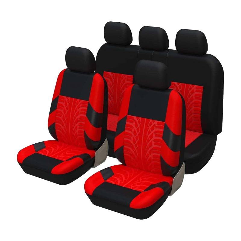 YXFCD Auto Sitzbezüge Sets für Seat Leon 1M 1P FR 1P 5F, Sitzbezügesets Sitzschoner Verschleißfest Atmungsaktiv Bequem Vorne Hinten Innenraum Zubehör,D/Red von YXFCD