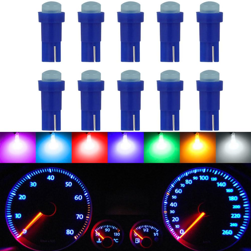 YXRRVING 10Pcs T5 LED Lights for Car Dashboard,T5 C0B Car Dashboard Light,DC 12V Led Bulb for Gauge Cluster Indicator Dashboard Instrument Panel Lights,LED Super Bright T5 C0B Car Dashboard Light von YXRRVING