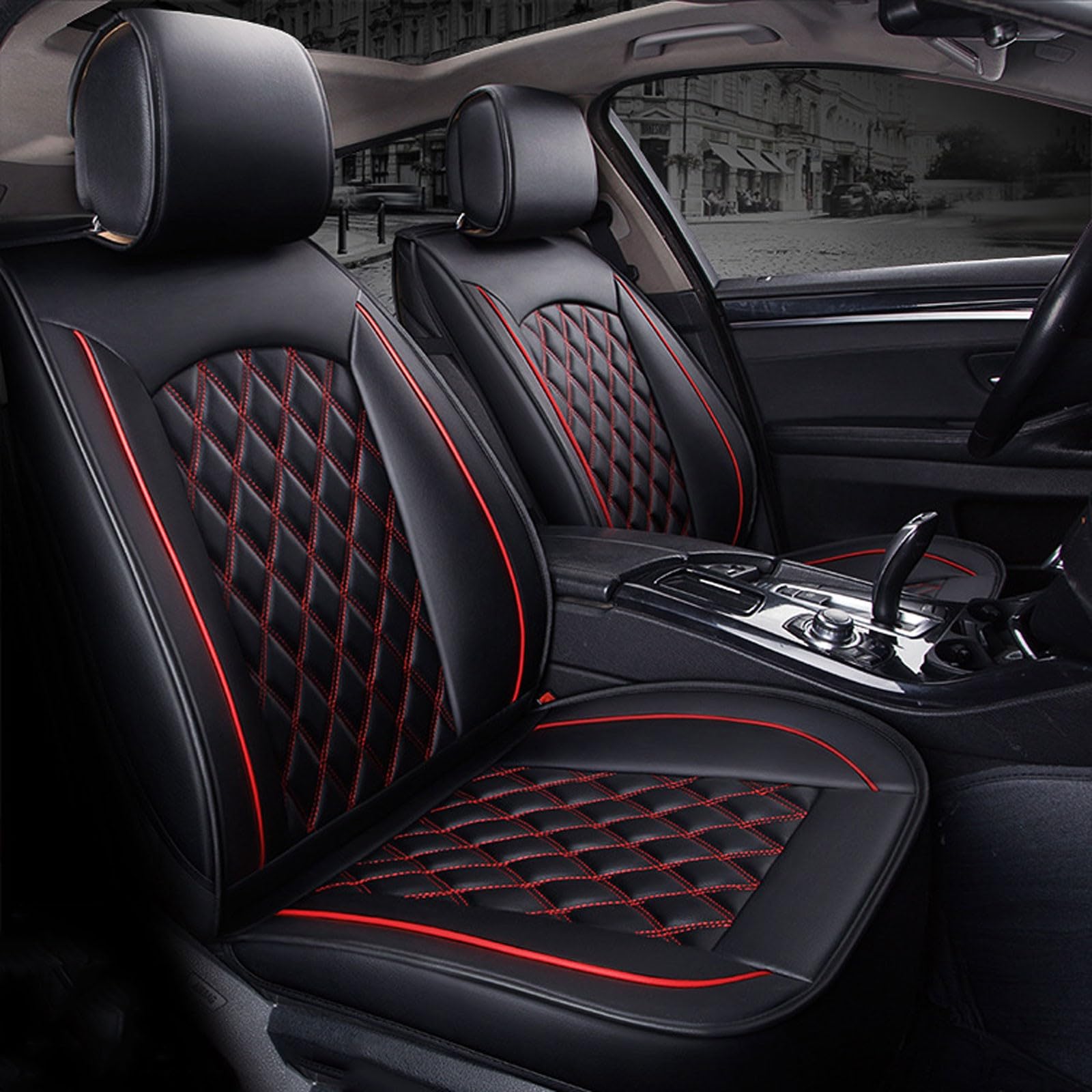 Auto Sitzbezüge Sets für Audi Rs2 Rs3 Rs4 Rs5 Rs6 Rs7 R8 RsQ3 RsQ8 Car Seat Covers Set Front and Rear Seat Covers Set of 5 Leather Car Seat Covers Full Front and Back Car Seats Car Accessories Autot von YXUO