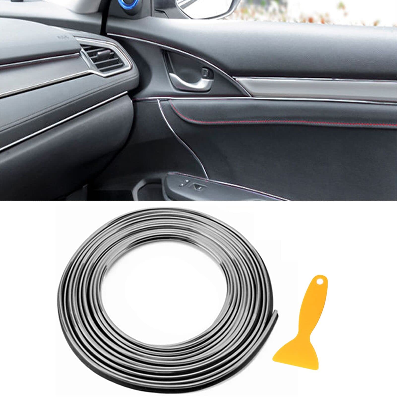 Auto Innenraum Zubehör/Interior Dcoration,Auto Zierleiste,YY-LC Einfacher Push-In Entfernbar 3D DIY Auto-Anreden,Für Universal-Autozubehör (Silber 5m) von YY-LC