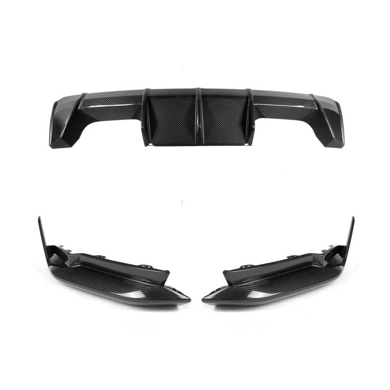 Dry Carbon Fiber BodyKit Kompatibel for BMW G80 M3 G83 G82 M4 2021-2023 Heckstoßstangendiffusor Lippe Seitensplitterabdeckung Verkleidung Kofferraumspoiler(Diffuser Splitter) von YYEFNMAZ