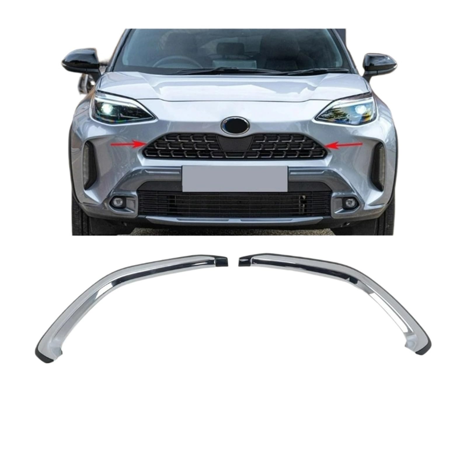 Kühlergrillverkleidung kompatibel for Toyota Yaris Cross Hybrid 2020–2023 2024, Chrom-Renngrill, Gitterstreifen, Aufkleber, Zubehör, Auto-Styling von YYEFNMAZ