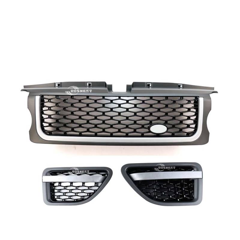 YYEFNMAZ 3 Stück Kompatibel for Land Rover -Range Rover Sport L320 2005-2009 Auto-Frontstoßstangengrill ABS Seitenkotflügel Entlüftungsabdeckung Grills Autozubehör(Grey Black Silver) von YYEFNMAZ