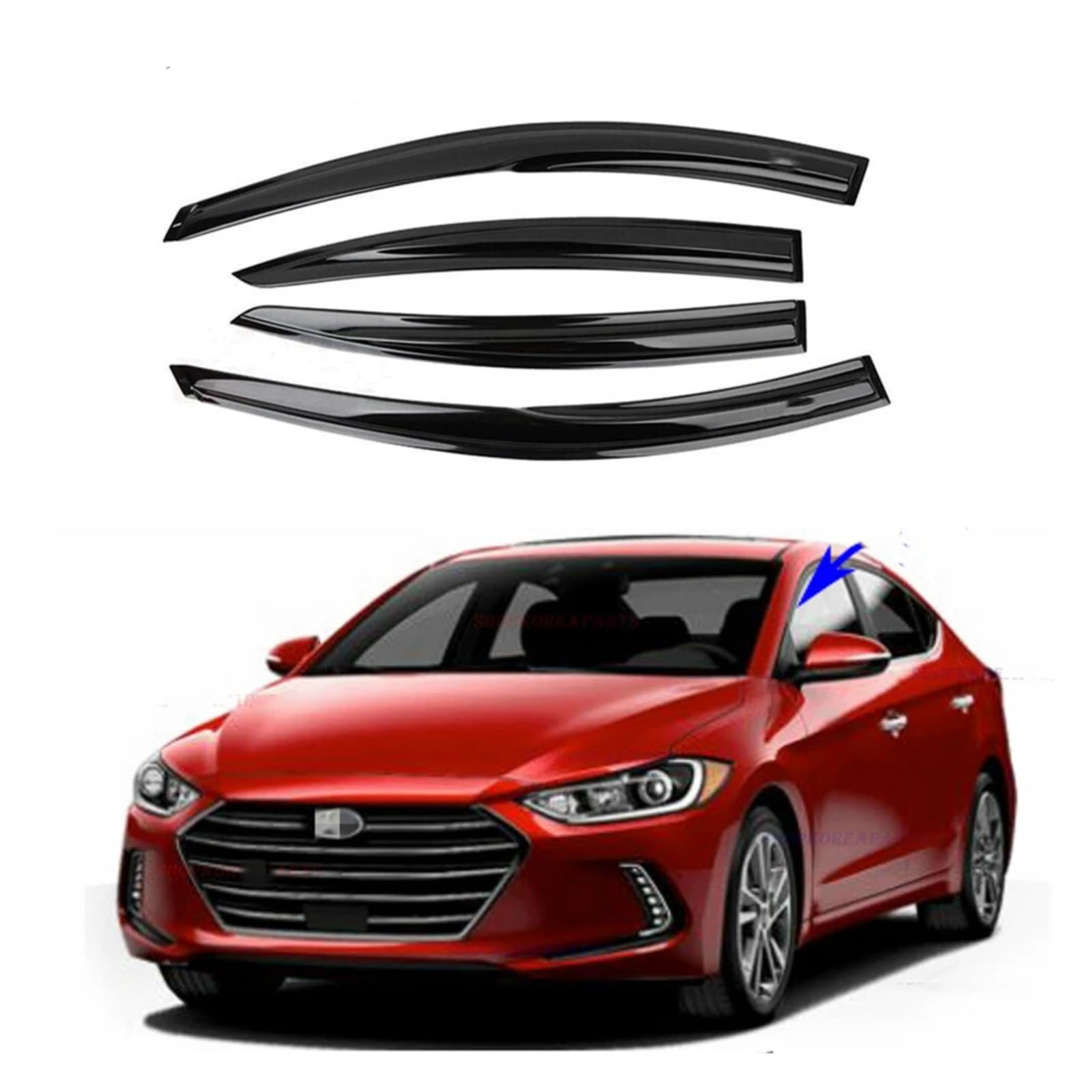 YYEFNMAZ 4 Stück Fensterlüftungsvisier, Sonnen- und Regenabweiser, Rauchschutz, Regenkappenabdeckung, Auto-Regen-Augenbraue, kompatibel for Hyundai Elantra 2017 2018 2019 2020 von YYEFNMAZ