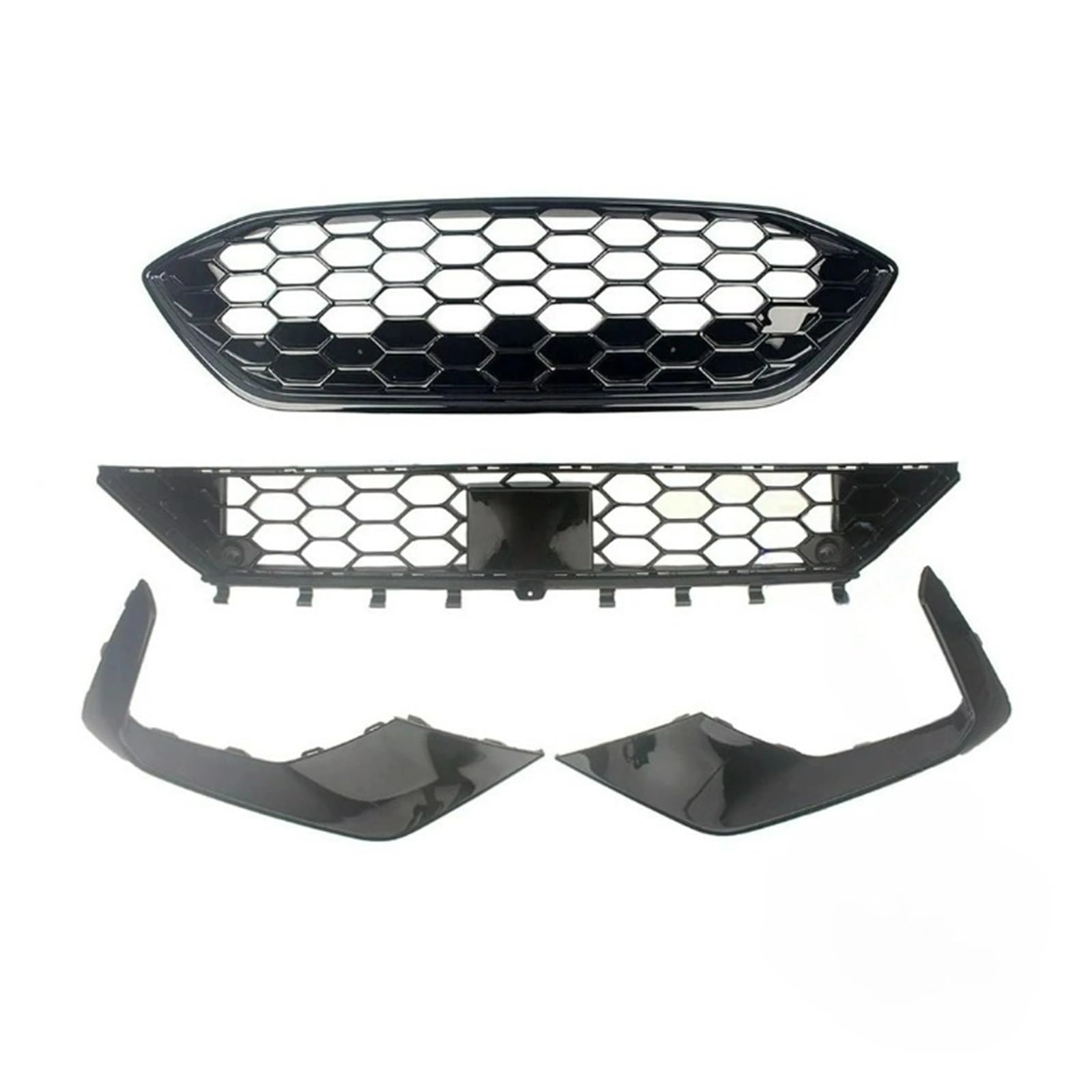 YYEFNMAZ Auto Front Racing Billet Oberen und Unteren Stoßfänger Kühlergrill Facelift Grill Kompatibel for Focus ST ST-Line MK4 2019 2020(with Sensor Bracket) von YYEFNMAZ