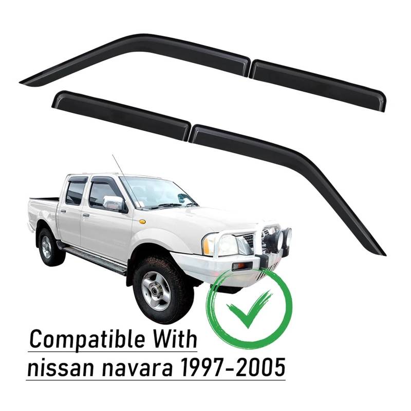 YYEFNMAZ Auto Styling 4 Teile/Satz Fenster Visier Wetterschutz Kompatibel for Nissan Navara D22 1997-2005 Doppelkabine Tür Sonne Regen Schutz Windabweiser von YYEFNMAZ