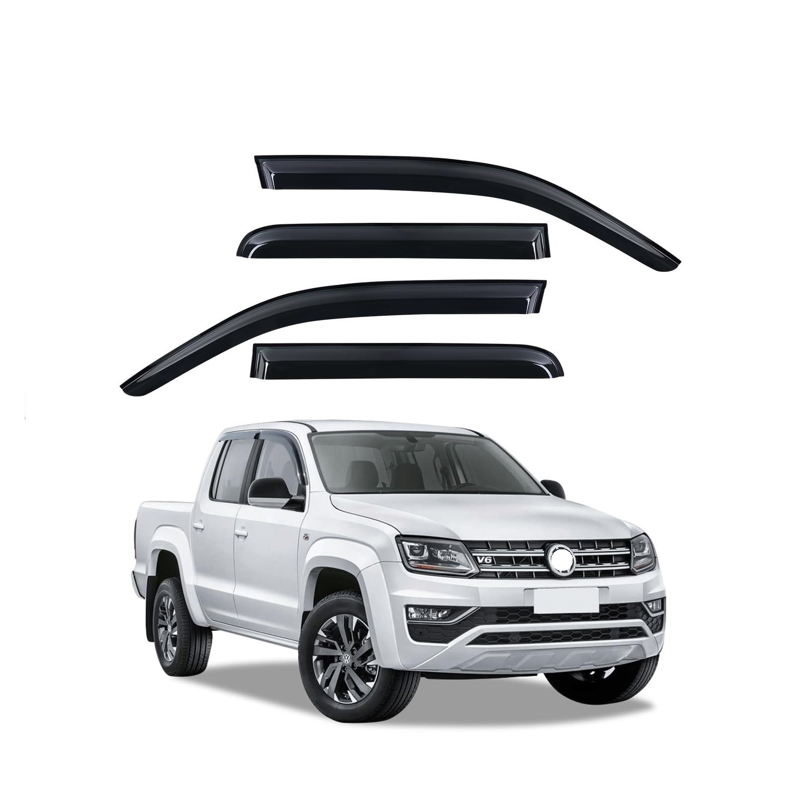 YYEFNMAZ Fenstervisier Wind- und Regenabweiser kompatibel for VW Amarok 2009–2016 Amarok V6 4X4 Autozubehör Doppelkabinen-Wetterschutz von YYEFNMAZ