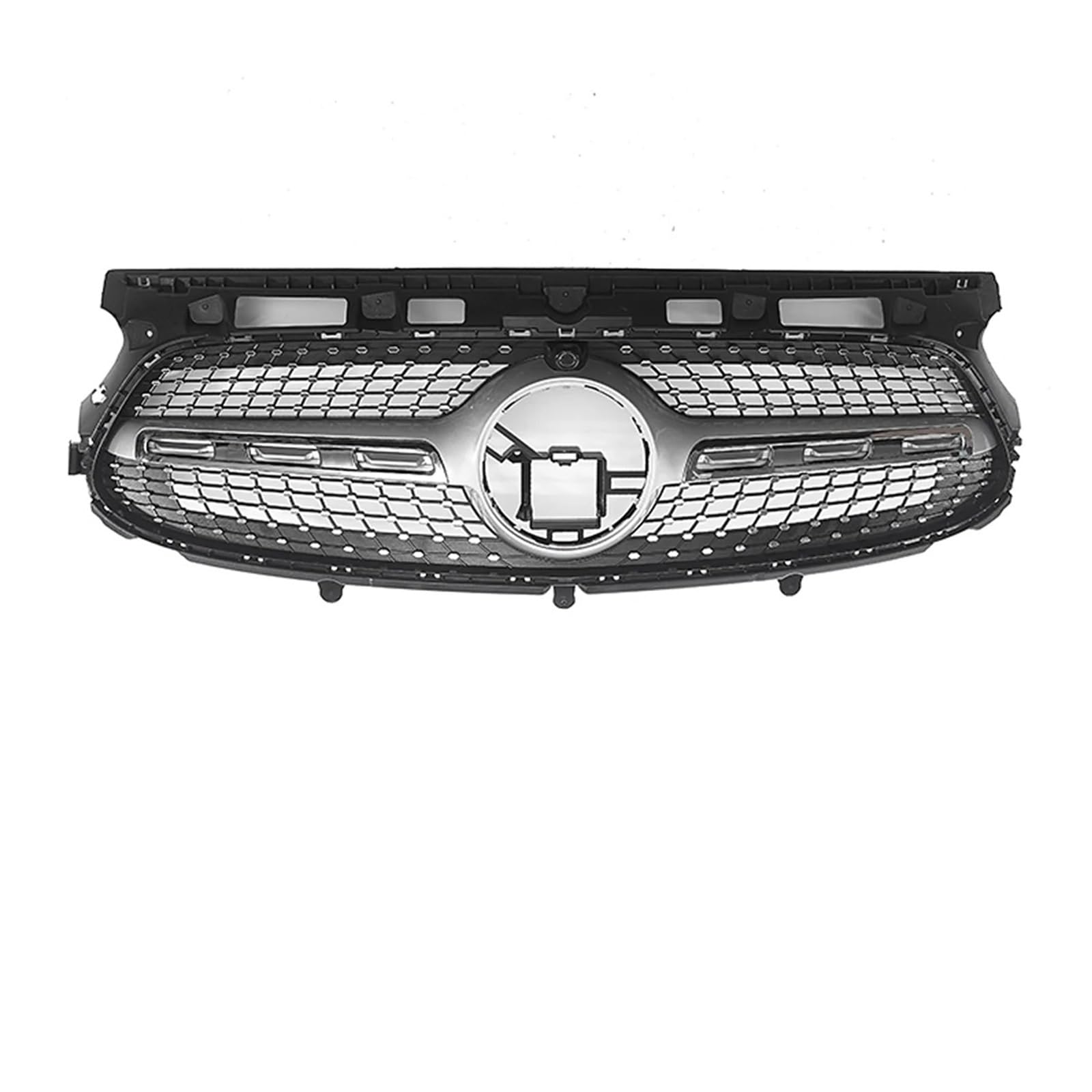 YYEFNMAZ Glänzend schwarzer Frontgrill im GTR-Stil, kompatibel mit Mercedes Benz GLA-Klasse H247 GLA35 GLA45 AMG 2020–2023, Front-Renngitter(Diamonds-Silver) von YYEFNMAZ