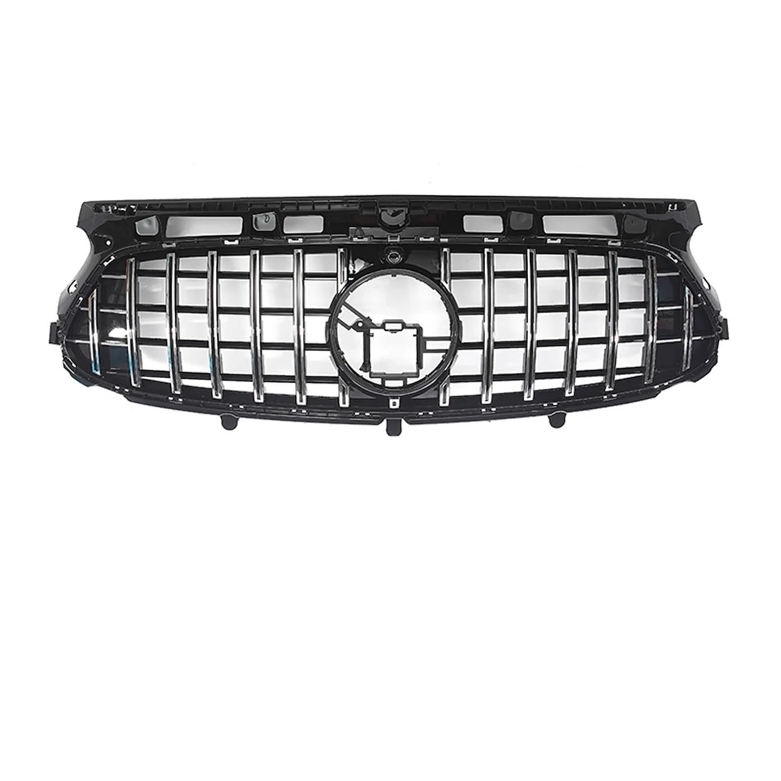 YYEFNMAZ Glänzend schwarzer Frontgrill im GTR-Stil, kompatibel mit Mercedes Benz GLA-Klasse H247 GLA35 GLA45 AMG 2020–2023, Front-Renngitter(GTR-Chrome Silver) von YYEFNMAZ