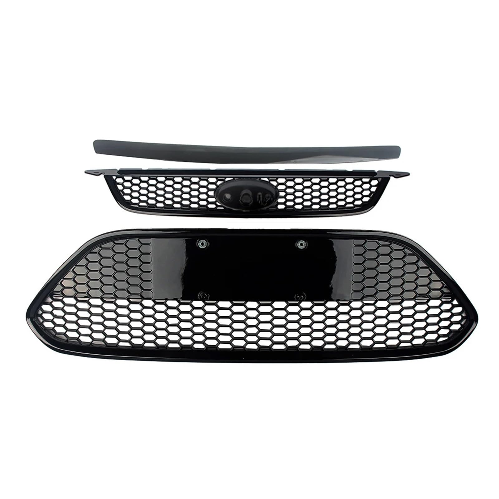 YYEFNMAZ Kompatibel for Focus Hatchback Sedan 2009 2010 2011 2012 2013 2014 2015 Auto-Frontkieme + unterer Kühlergrill-Stoßfänger, Wabenstruktur(3PCS) von YYEFNMAZ