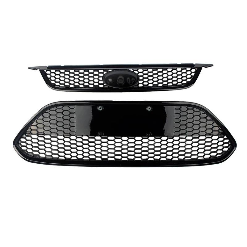 YYEFNMAZ Kompatibel for Focus Hatchback Sedan 2009 2010 2011 2012 2013 2014 2015 Auto-Frontkieme + unterer Kühlergrill-Stoßfänger, Wabenstruktur(Upper Lower) von YYEFNMAZ