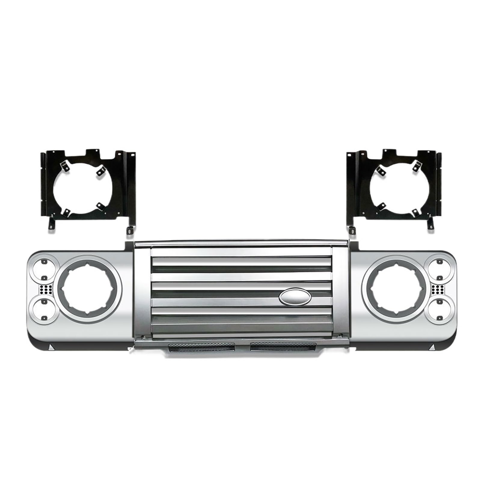 YYEFNMAZ Kompatibel for Land Rover Defender 90 110 130 1990–2016. Vorderer Stoßstangengrill, ABS-Kunststoff, mittlerer Grill und Einfassungen und Halterungen(Silver) von YYEFNMAZ