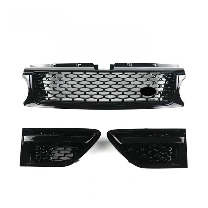 YYEFNMAZ Kompatibel for Land Rover -Range Rover Sport 2010-2013 L320 Auto-Frontstoßstangengrill, 3-teilig, ABS, seitliche Entlüftungsabdeckung, Grills, Autozubehör(Bright Black) von YYEFNMAZ