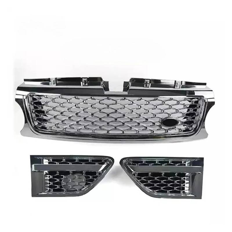 YYEFNMAZ Kompatibel for Land Rover -Range Rover Sport 2010-2013 L320 Auto-Frontstoßstangengrill, 3-teilig, ABS, seitliche Entlüftungsabdeckung, Grills, Autozubehör(Plating Silver) von YYEFNMAZ