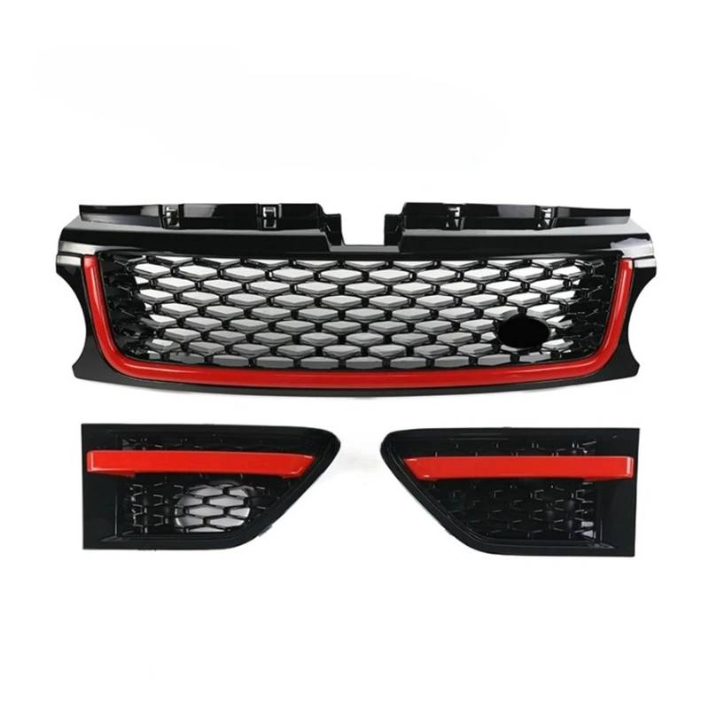 YYEFNMAZ Kompatibel for Land Rover -Range Rover Sport 2010-2013 L320 Auto-Frontstoßstangengrill, 3-teilig, ABS, seitliche Entlüftungsabdeckung, Grills, Autozubehör(Red) von YYEFNMAZ