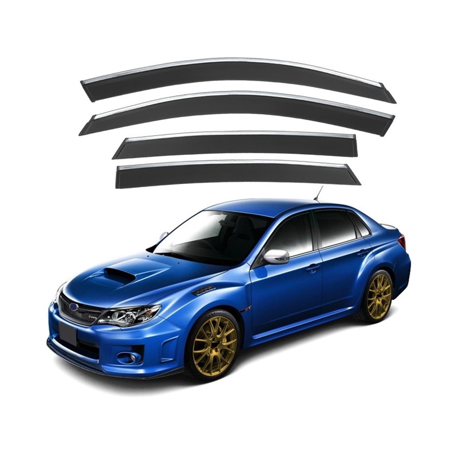 YYEFNMAZ Kompatibel for Subaru Impreza Sedan WRX 2007–2021, Autozubehör, Fenster, Visier, Lüftungsschirm, Regen, Sonne, Windschutz, Deflektoren mit Chromverzierungen(WRX 07-14) von YYEFNMAZ