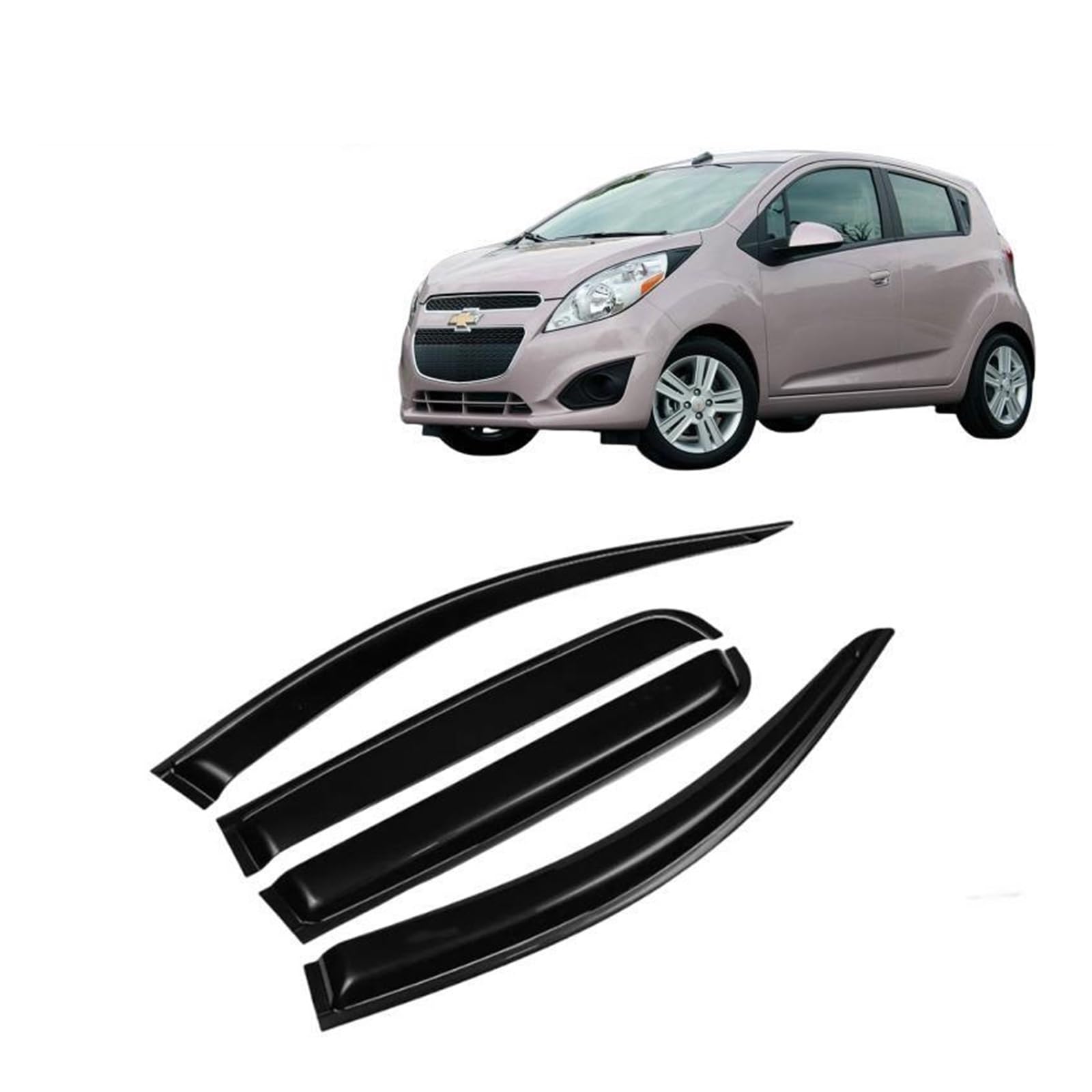 YYEFNMAZ Kompatibel mit Chevy Spark 2011–2016 Schrägheck, Auto-Styling, Fenstervisier, Sonnenschutz, Regenabweiserschutz, Markisen, Unterschlupf, Außenzubehör von YYEFNMAZ