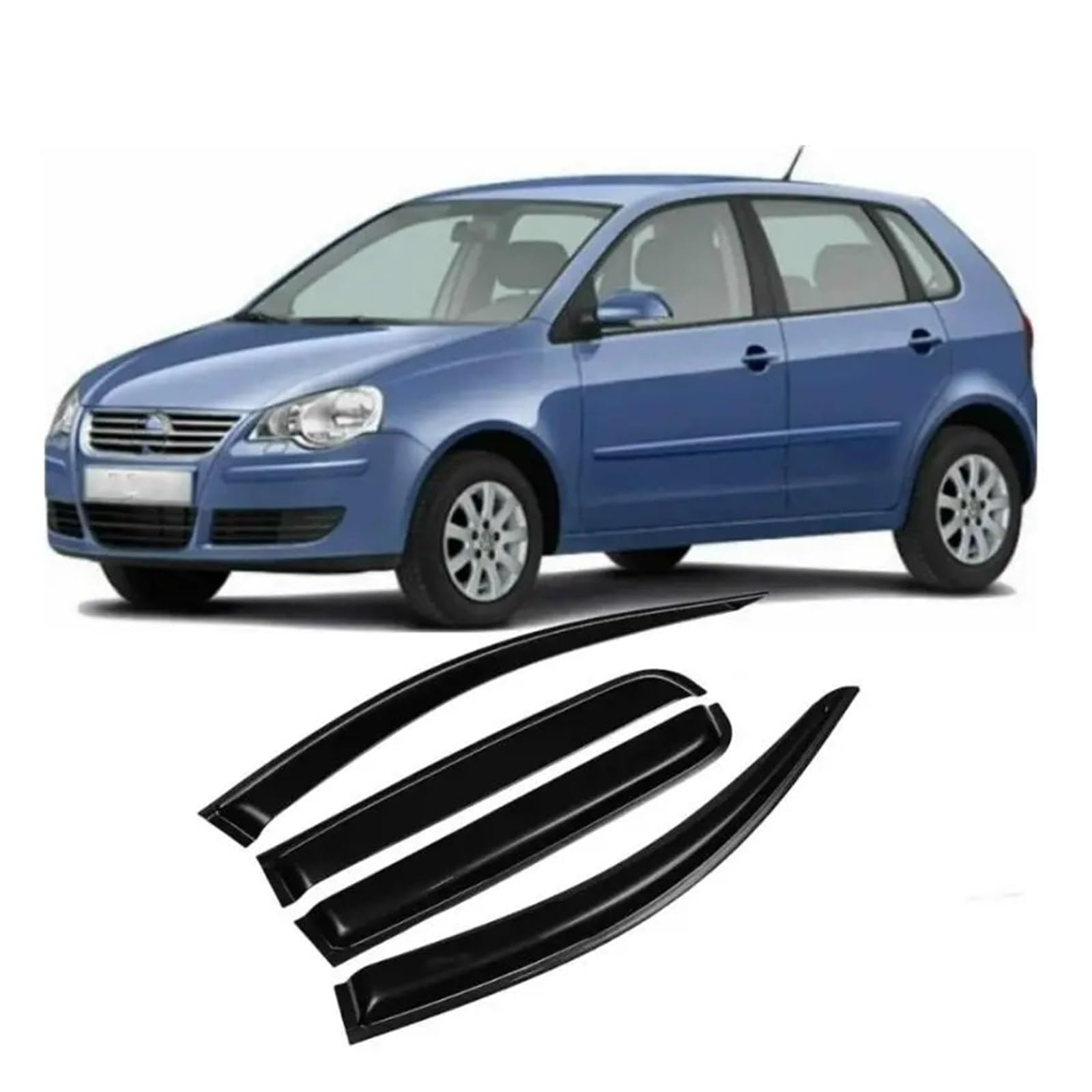 YYEFNMAZ Kompatibel mit VW Polo 2002–2010 Auto-Styling-Fenstervisier, Sonnen-Regenabweiserschutz, Markisen, Unterschlupf, Außenzubehör (für Limousine) von YYEFNMAZ