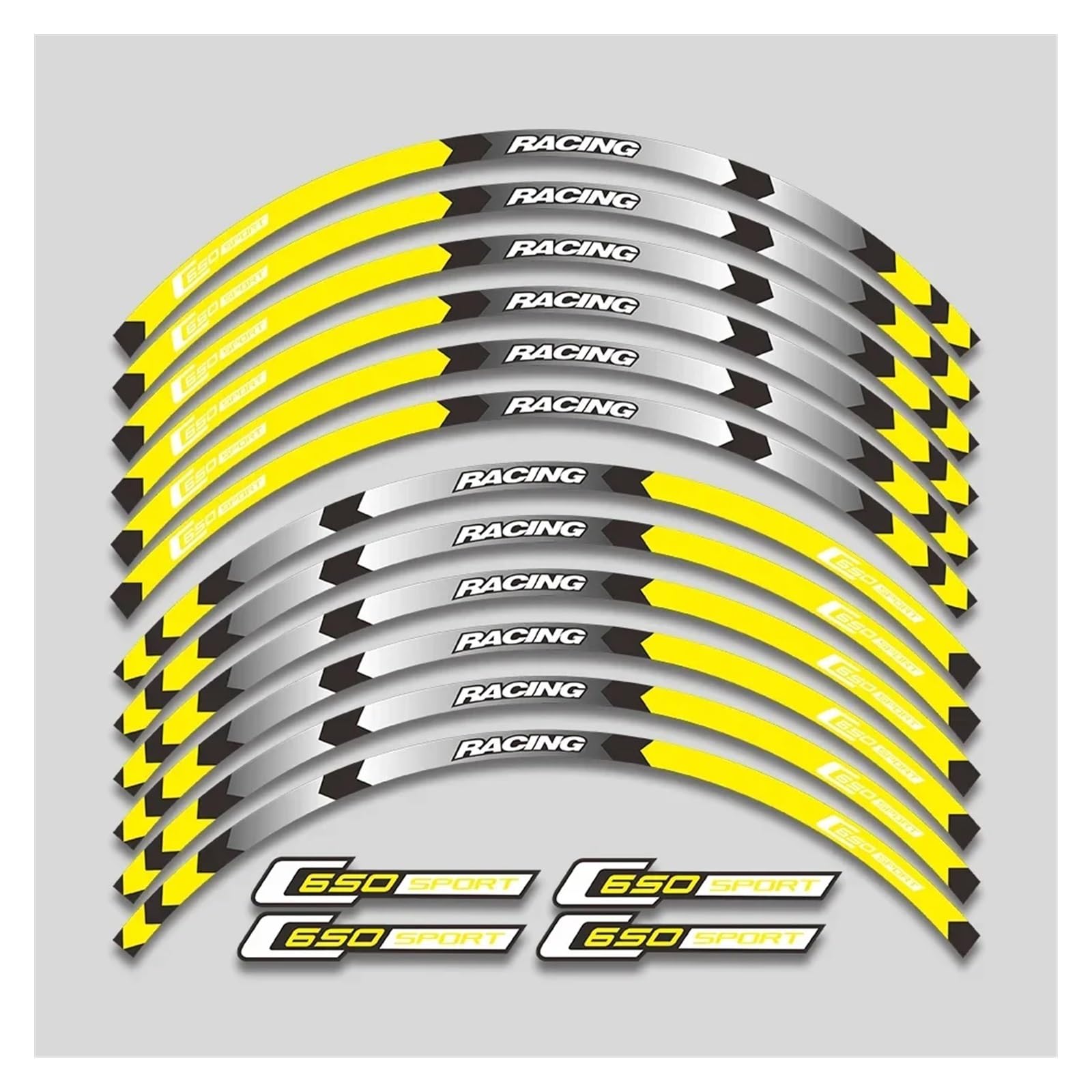 Für C650 Sport C650SPORT Motorrad Räder Nabe Aufkleber Reifen Dekorative Aufkleber Reflektierende Streifen Aufkleber Band Set Felgenband-Aufkleber(1L A Yellow) von YYFhck