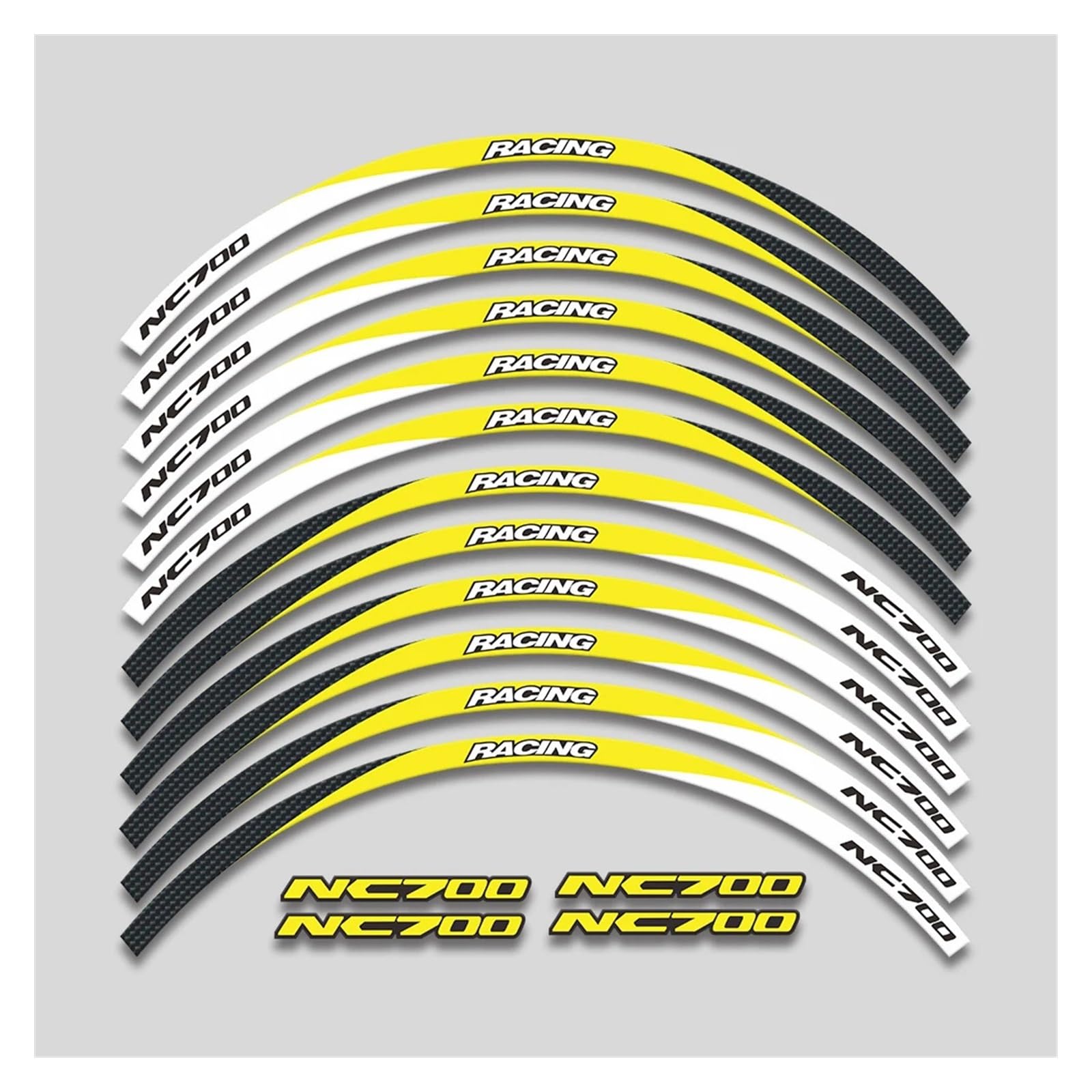 Für H&ONDA NC700 NC 700 700X 700S DCT Motorrad Räder Hub Aufkleber Reifen Aufkleber Reflektierende Aufkleber Streifen Band Set Felgenband-Aufkleber(3L A Yellow) von YYFhck