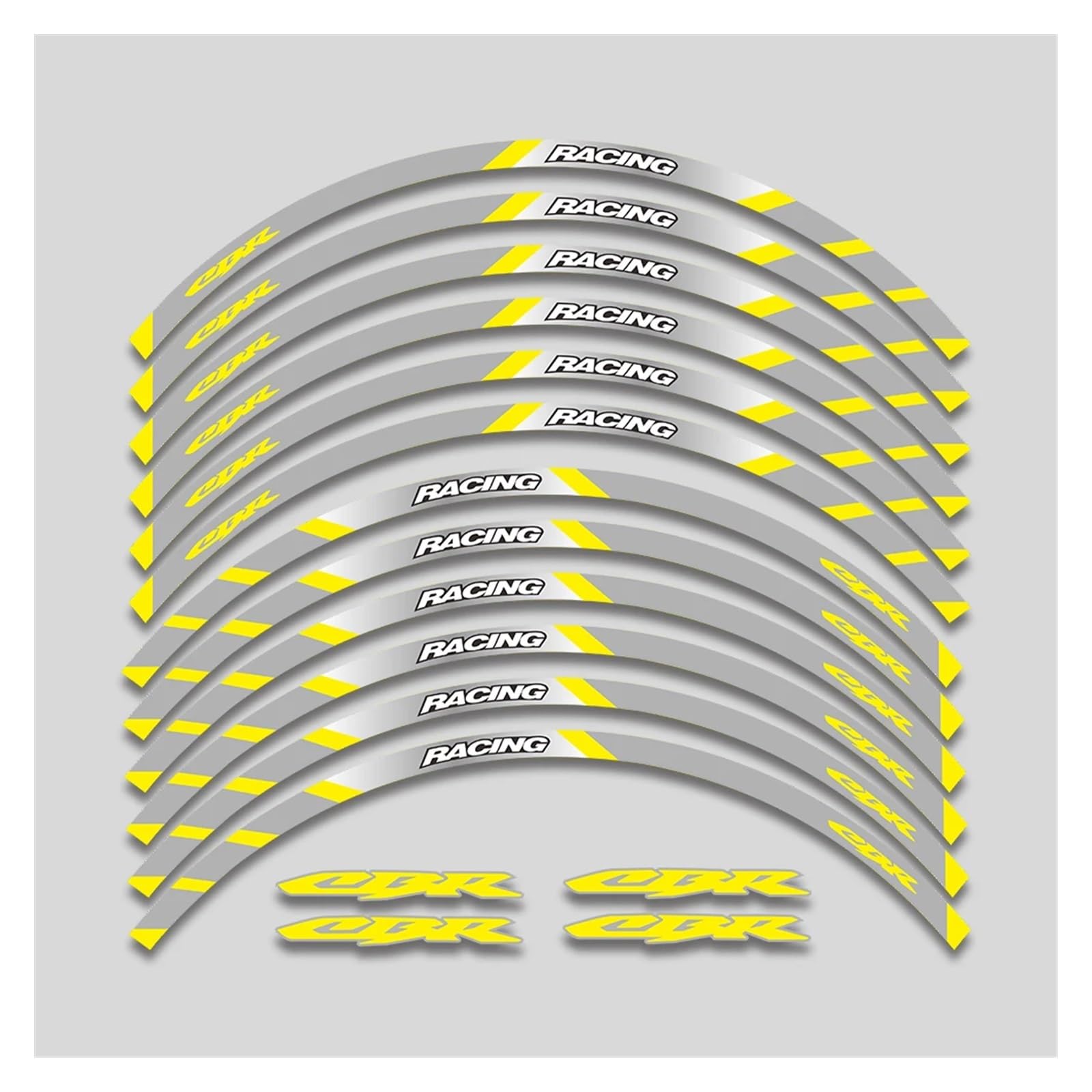 Für H&onda CBR250RR CBR400RR CBR600RR CBR1000RR Motorradaufkleber Räder Dekorative Aufkleber Felgenreifen Reflektierende Streifen Felgenband-Aufkleber(2L B Yellow) von YYFhck