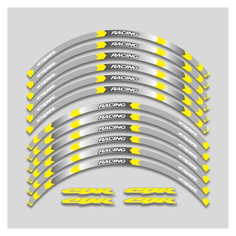 Für H&onda CBR250RR CBR400RR CBR600RR CBR1000RR Motorradräder Nabenaufkleber Felgenreifenaufkleber Reflektierendes Streifenband Felgenband-Aufkleber(1L B Yellow) von YYFhck