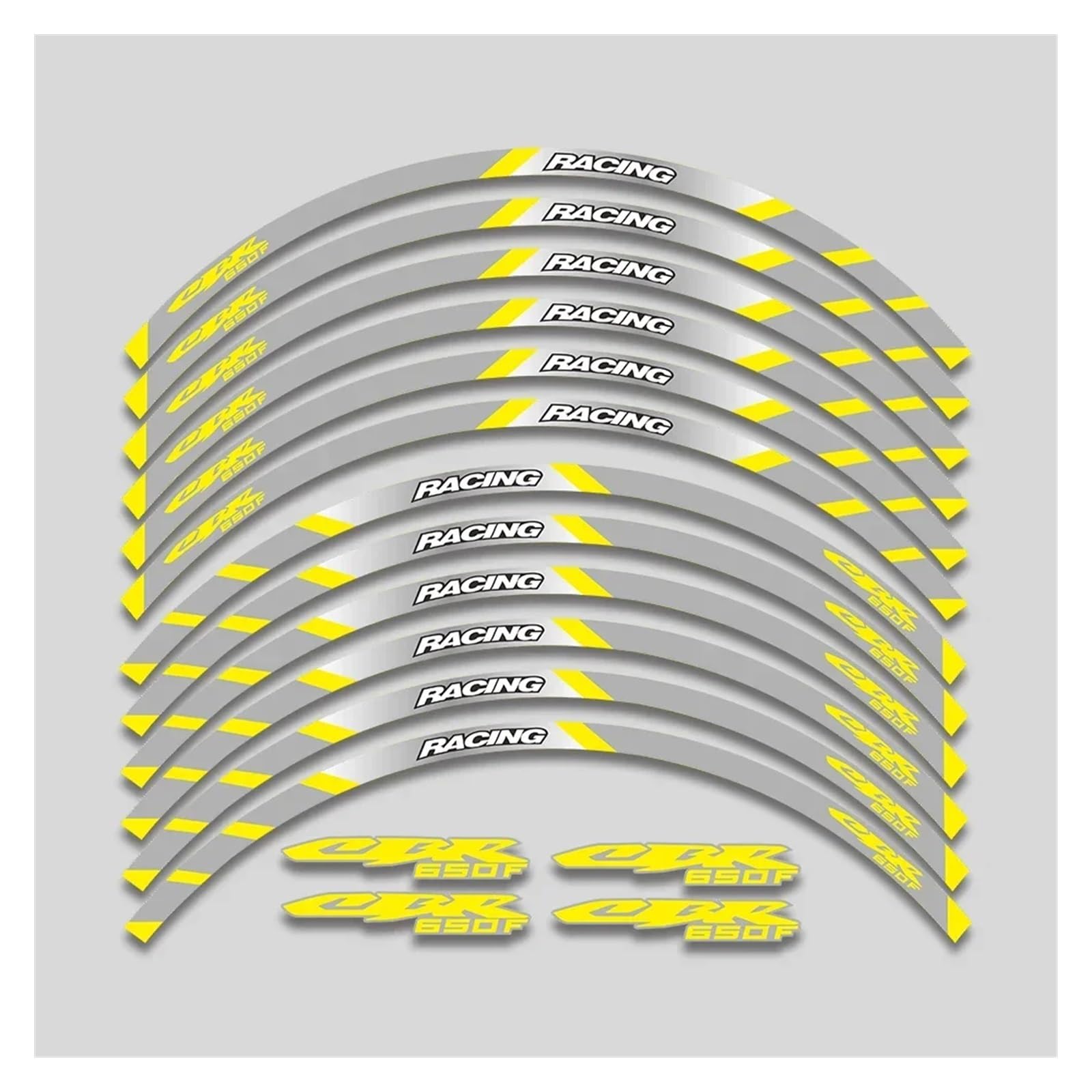 Für H&onda CBR650F CBR 650 F 650F Motorrad Aufkleber Räder Nabe Dekorative Abziehbilder Felge Reflektierende Streifen Klebeband Set Felgenband-Aufkleber(2L B Yellow) von YYFhck