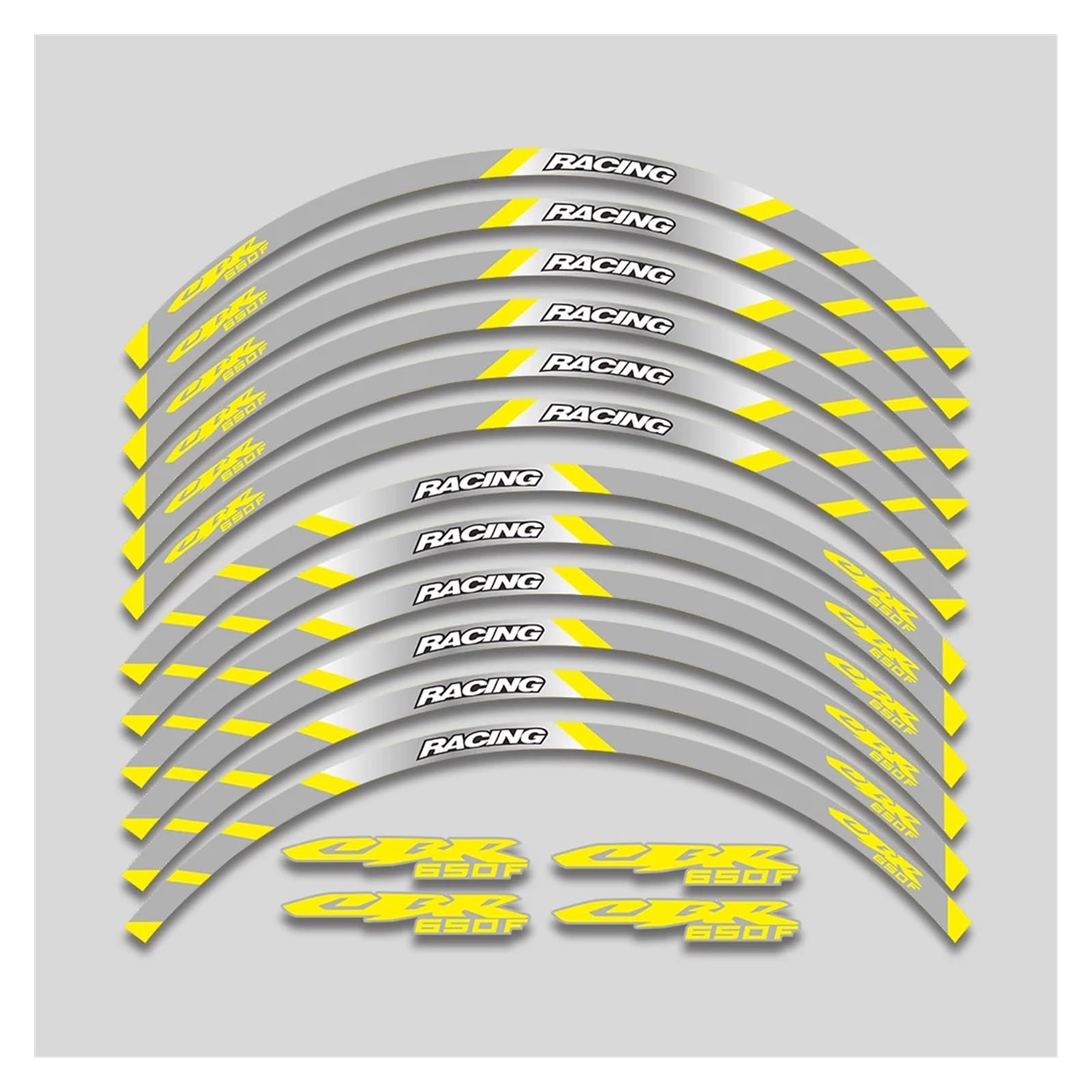 Für H&onda CBR650F CBR 650 F 650F Motorradaufkleber Räder Nabe Dekorative Abziehbilder Felge Reflektierende Streifen Bandsatz Felgenband-Aufkleber(2L B Yellow) von YYFhck