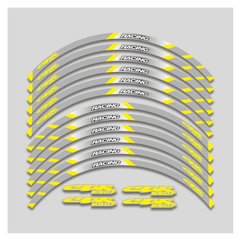 Für H&onda CBR650F CBR 650 F 650F Motorradaufkleber Räder Nabe Dekorative Abziehbilder Felge Reflektierende Streifen Bandsatz Felgenband-Aufkleber(2L B Yellow) von YYFhck