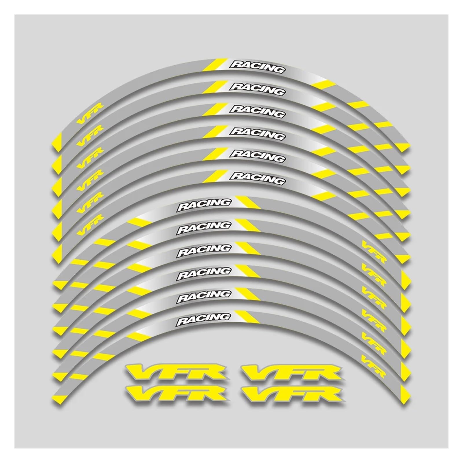 Für H&onda VFR750 VFR800 VFR1200 VFR1200F VFR 750 800 1200 1200F Motorradräder Nabenaufkleber Felgenreflexstreifen Felgenband-Aufkleber(2L B Yellow) von YYFhck