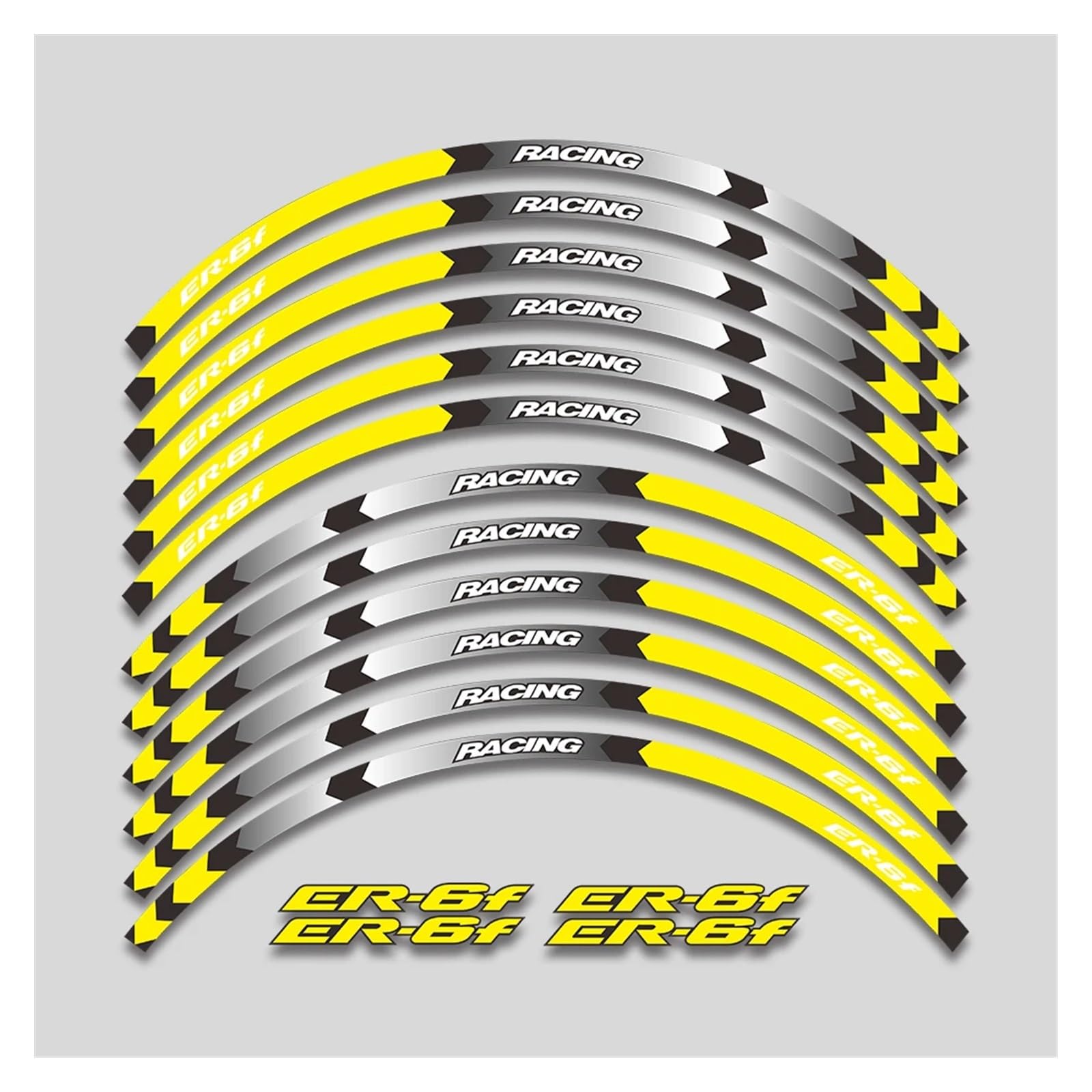 Für K&awasaki ER-6F ER6F ER 6f Motorradaufkleber Felgenreifen wasserdichte dekorative Aufkleber Radnabe Reflektierender Streifen Felgenband-Aufkleber(1 Style A Yellow) von YYFhck