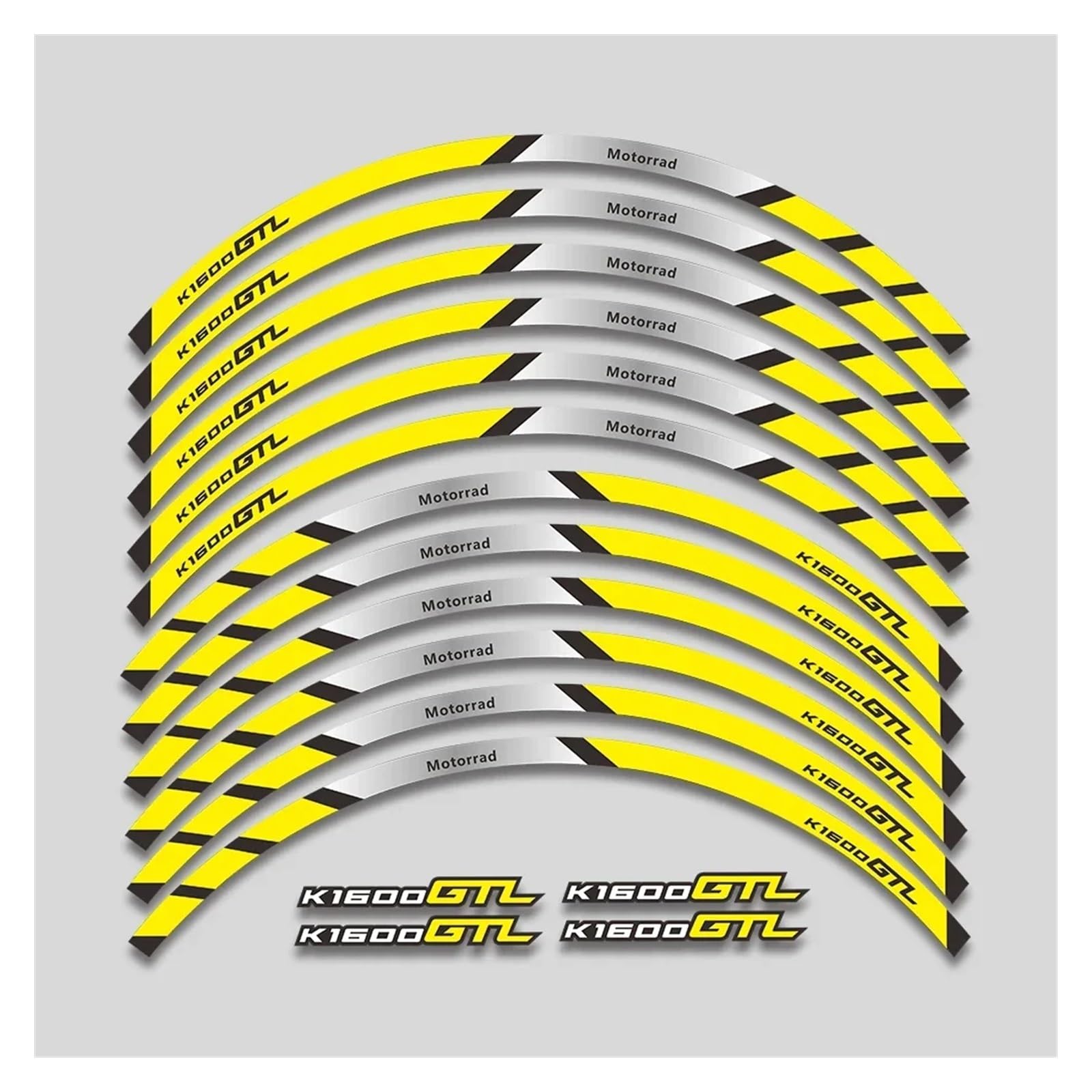 Für K1600GTL K1600 K 1600 GTL Motorrad Aufkleber Felge Wasserdicht Dekorative Aufkleber Rad Reflektierende Streifen Band Felgenband-Aufkleber(2L A Yellow) von YYFhck