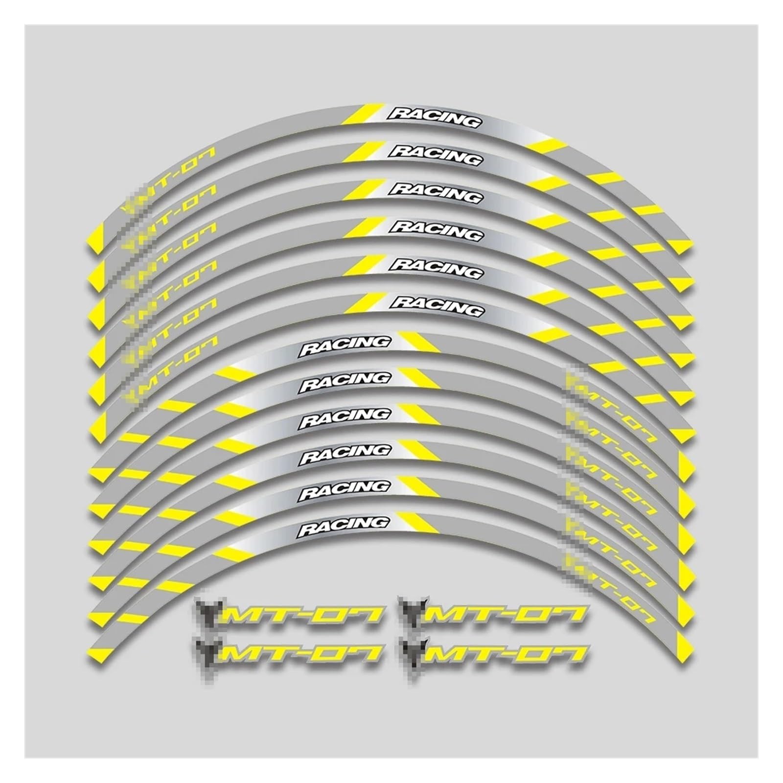 Für Y&AMAHA MT 07 Mt07 17-Zoll-Motorradaufkleber Rad Reflektierende Streifen Felge Reifen wasserdichte Dekorative Aufkleber Set Felgenband-Aufkleber(2 Style B Yellow) von YYFhck