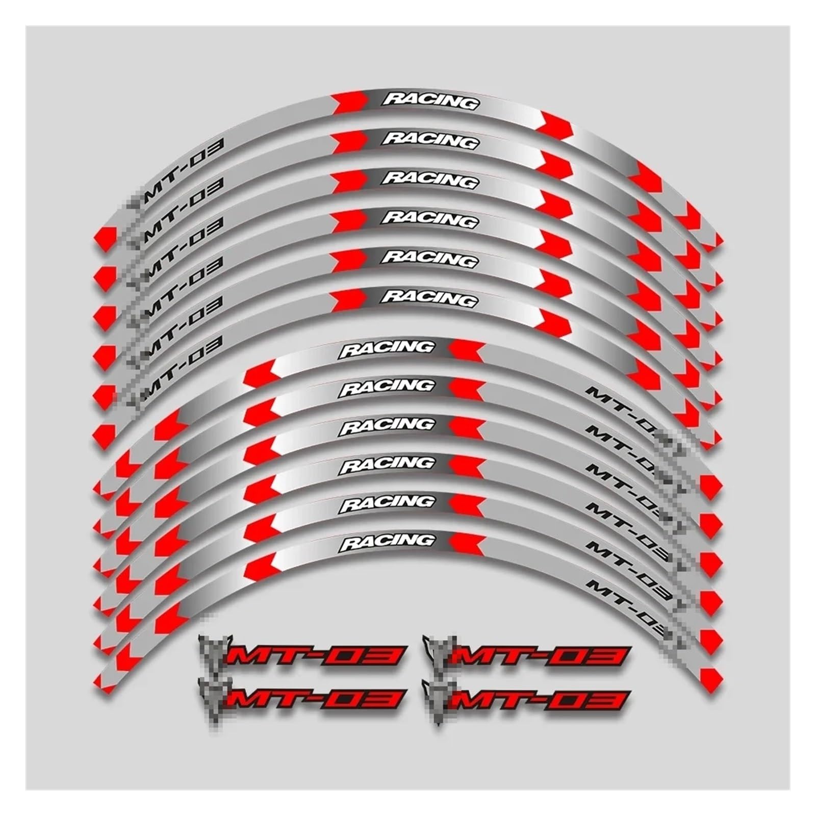 Für Y&AMAHA MT03 MT 03 17-Zoll-Motorrad Vorder- und Hinterräder Rand Außenrand Aufkleber Reflektierende Streifen Rad Felgenband-Aufkleber(1 Style B Red) von YYFhck