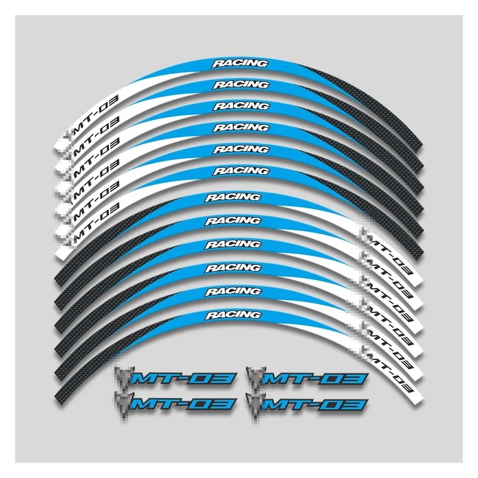 Für Y&AMAHA MT03 MT 03 17-Zoll-Motorrad Vorder- und Hinterräder Rand Außenrand Aufkleber Reflektierende Streifen Rad Felgenband-Aufkleber(3 Style A Bule) von YYFhck